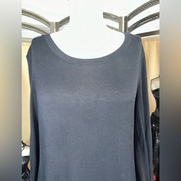 Origami Black Spandex Polyester Cotton Dress Lace Hemline Size Small - Picture 2 of 12